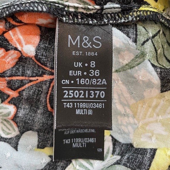 Per Una Bold Tropical Flower & Bird Print with Ruffled Sleeve Top - UK 8 / US 4 - Picture 11 of 16